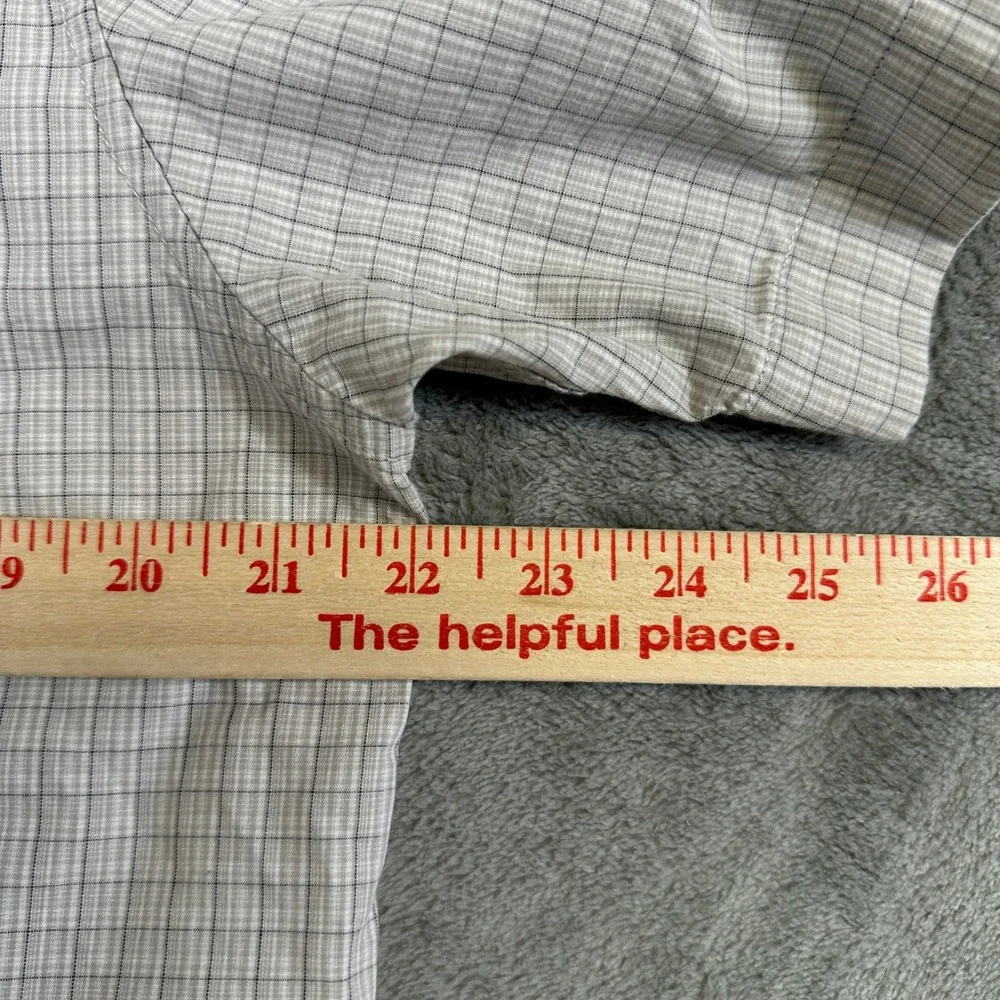 The North Face Mens Grey White Micro Grid Cotton Short Sleeve Button Down M